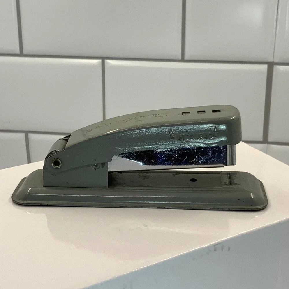 Vintage Swingline Cub Stapler Gray Metal Mid Century Modern Office Made in USA